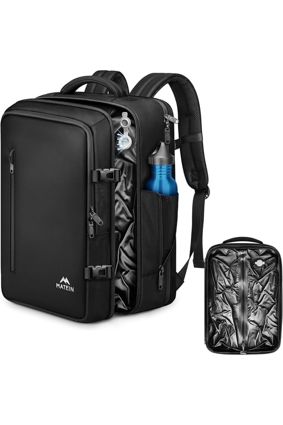 60L Vacuum Seal Travel Backpack for Men, Waterproof TSA Carry on Backpack Fits for 17 inch Laptop, Black