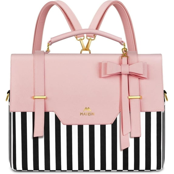 Matein 15.6inch Laptop Backpacks for Women, 3 in 1 Laptop Tote Bag with Bow for School and Work, Pink