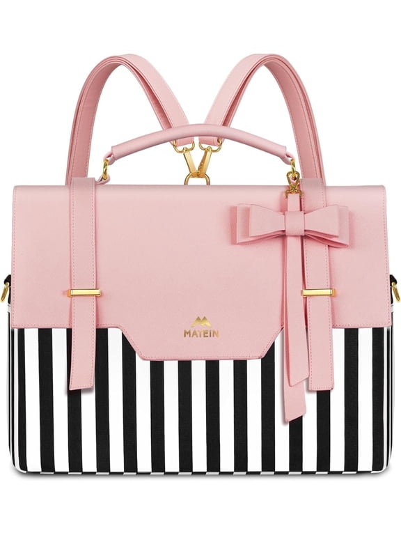 15.6inch Laptop Backpacks for Women, 3 in 1 Laptop Tote Bag with Bow for School and Work, Pink