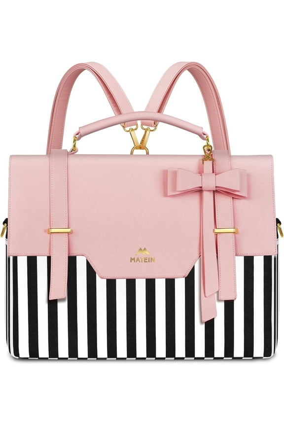 15.6inch Laptop Backpacks for Women, 3 in 1 Laptop Tote Bag with Bow for School and Work, Pink