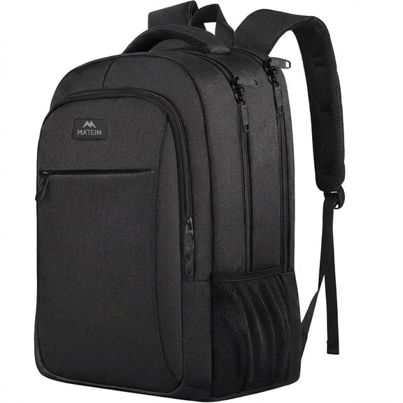 Matein Business Laptop Backpack, 17" Water-Resistant Computer Bag for Work, College, Men & Women, Black