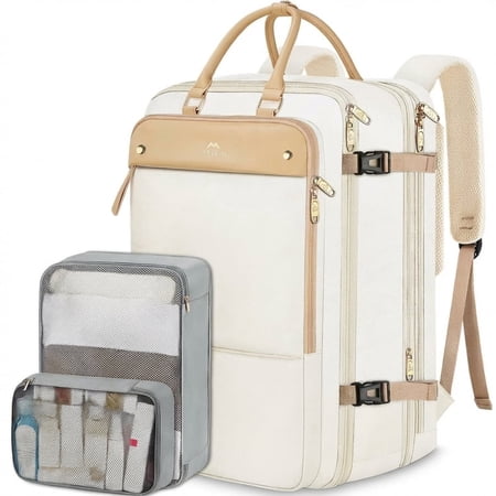 Matein Carry on Backpack, 52L Expandable Travel Backpacks with 2 Packing Cubes and Shoes Compartment for Women
