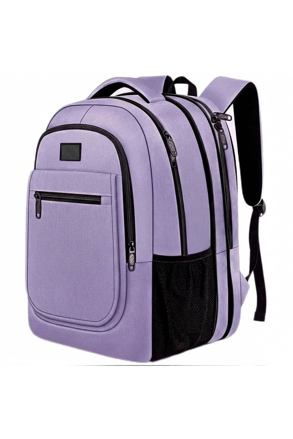 Anti-theft Travel Backpacks for Adults Expandable 15.6 inch Laptop Backpack with Two-way Zippers, Purple