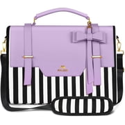 Matein Laptop Bag for Women, 17'' PU Leather & Canvas Messenger Bag with RFID Pocket for College Office Business, Purple