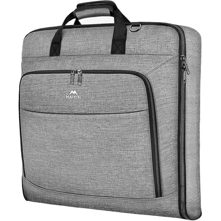 Matein Large Carry on Garment Bags for Travel, Water Resistant Hanging Suit Bag for Men Women, Gray