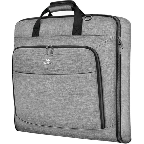 Matein Large Carry on Garment Bags for Travel, Water Resistant Hanging Suit Bag for Men Women, Gray
