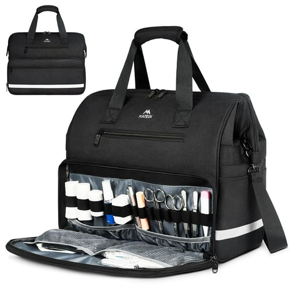 Matein Medical Bag, Large Water-Resistant Medicine Organizer Storage for Home and Travel,Black