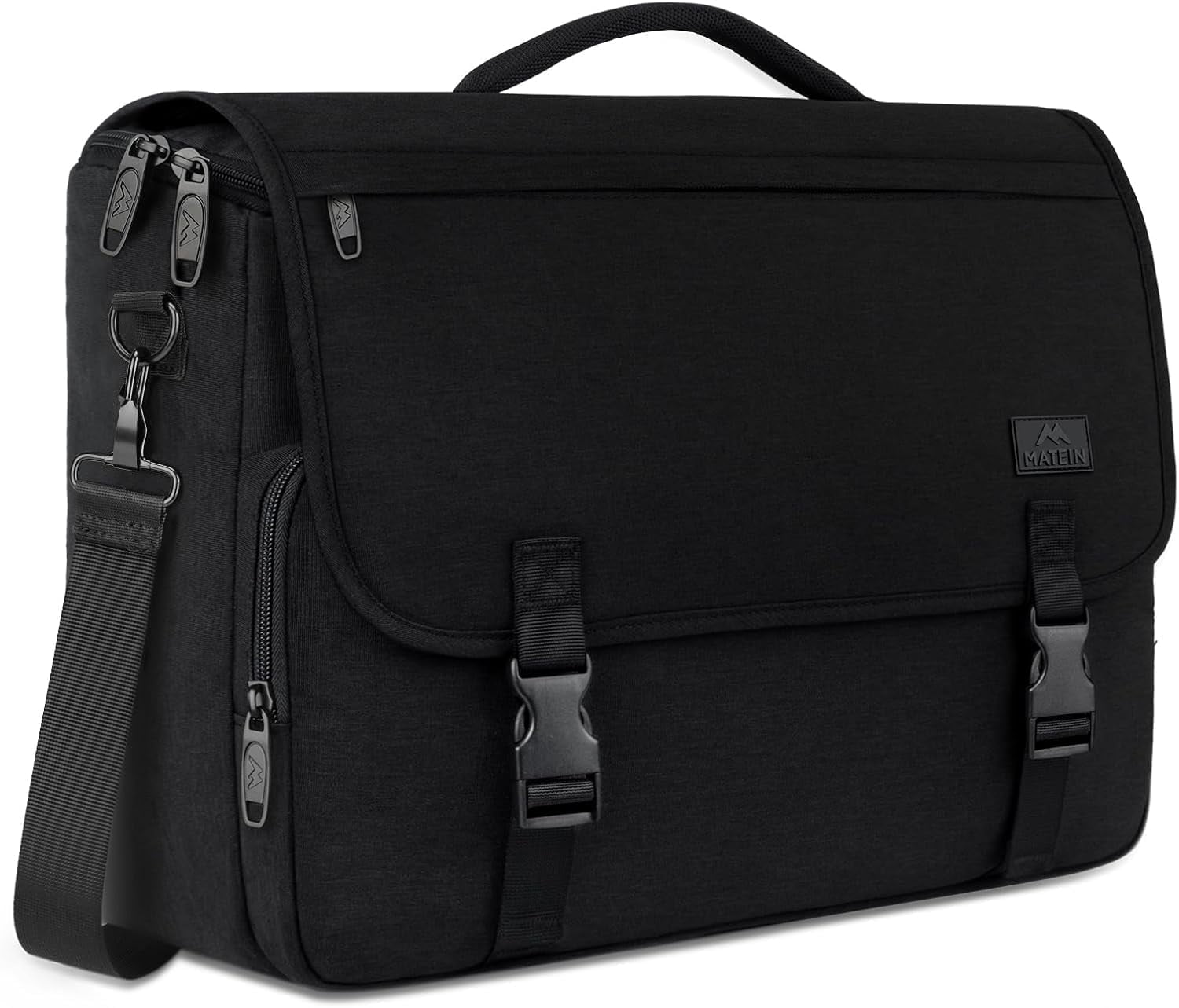 Matein Messenger Bag for Men, 15.6'' Water-Resistant Laptop Briefcase Bag with Shoulder Strap, Black