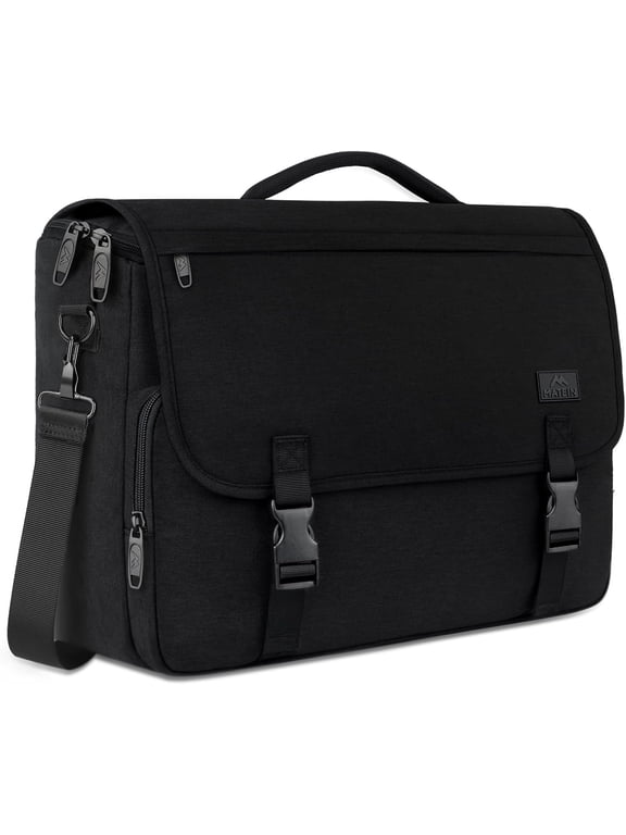 Messenger Bag for Men, 15.6'' Water-Resistant Laptop Briefcase Bag with Shoulder Strap, Black