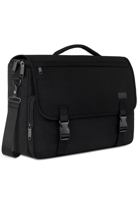 Messenger Bag for Men, 15.6'' Water-Resistant Laptop Briefcase Bag with Shoulder Strap, Black