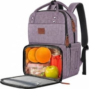 Lunch Backpack, 15.6in Laptop Backpack with Insulated Compartment for Adults, Purple
