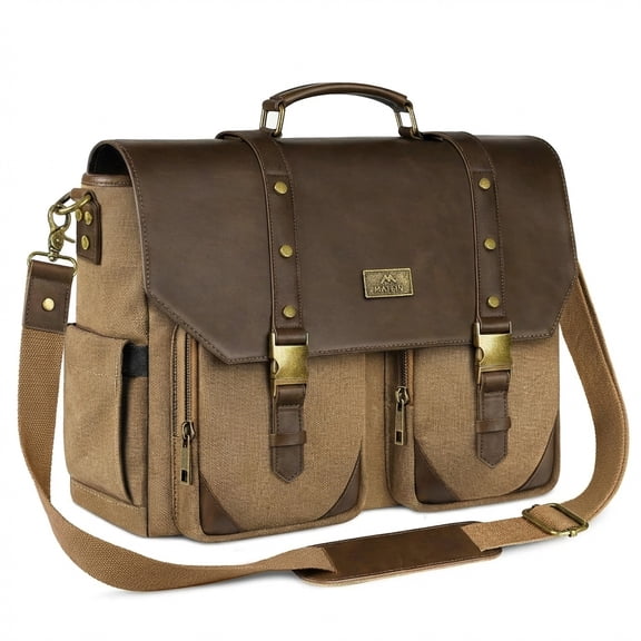 Matein Messenger Bag, 15.6in Vintage Laptop Bag with RFID Blocking Pocket for Men, Brown