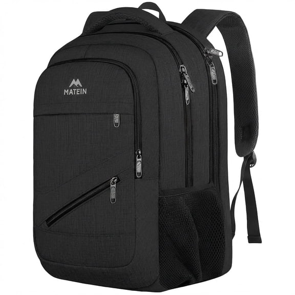 Matein Travel Backpacks for Men Women, TSA Approved Carry on Work Backpack with Trolley Sleeve and Anti Theft Pocket, 30L Capacity, Black