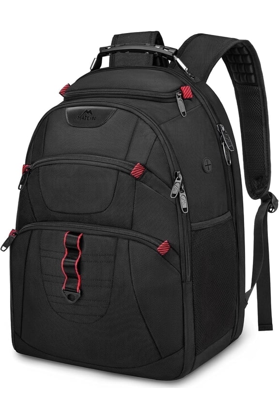 Travel Backpack for Men, 17inch TSA-Approved Waterproof Laptop Backpack with Anti-Theft Pocket and Charging Hole, Black