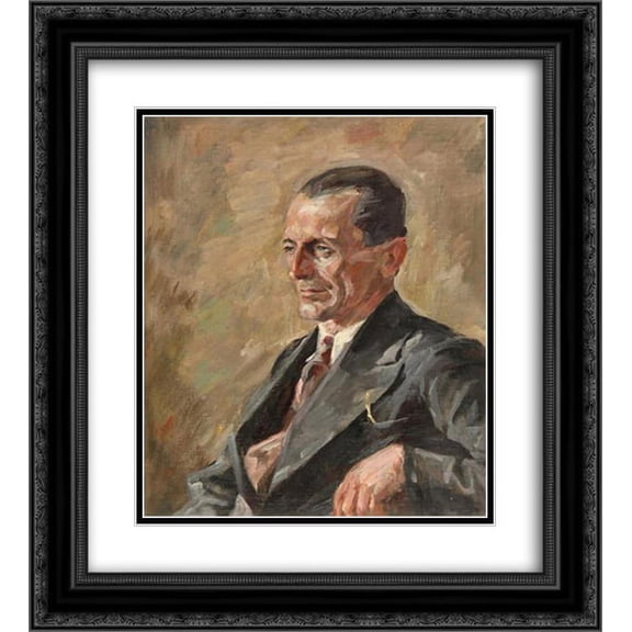 Matej Sternen 2x Matted 20x24 Black Ornate Framed Art Print 'Portrait Ing. K'