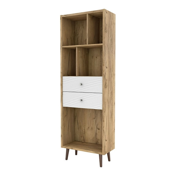 Mateo Indoor 2-Drawer with 5-Shelf Wood Light Oak Bookcase for Living Room