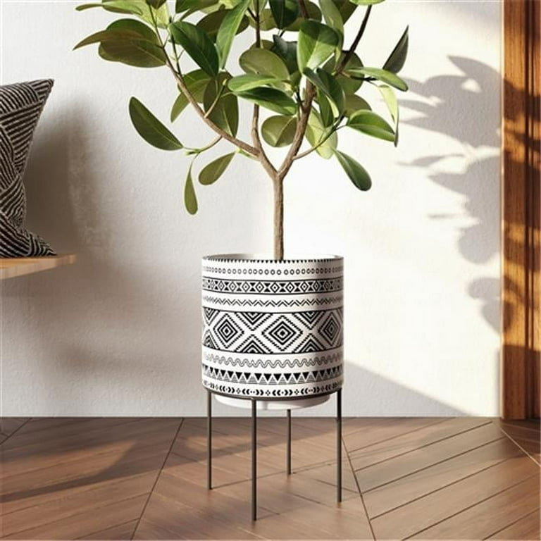 4 inch Solid White Ceramic Planter with Metal Stand - Pot with Stand by Succulents Box