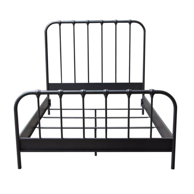 Mateo Rust Brown Metal Queen Bed with Curved Headboard