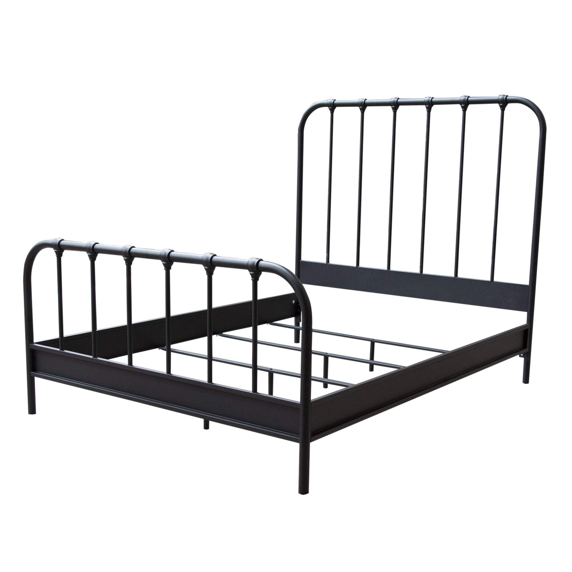 Mateo Rust Brown Metal Queen Bed with Curved Headboard