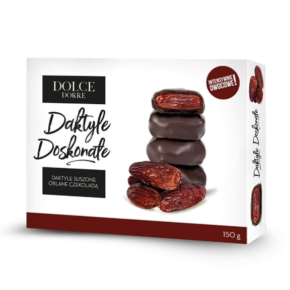 Mateo Sweet World Daktyle Doskonate - Rich Dark Chocolate Covered Dates with Natural Flavor & Nuts - 150g Chunky Chocolate Dates Suitable Addition for Office Lunch & Travel