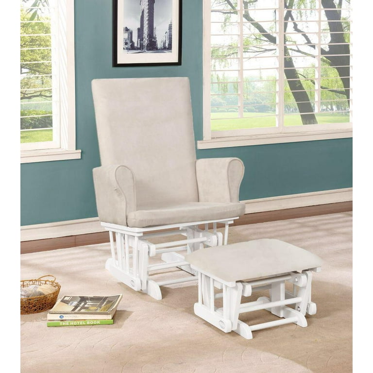 Upholstered glider and ottoman set top