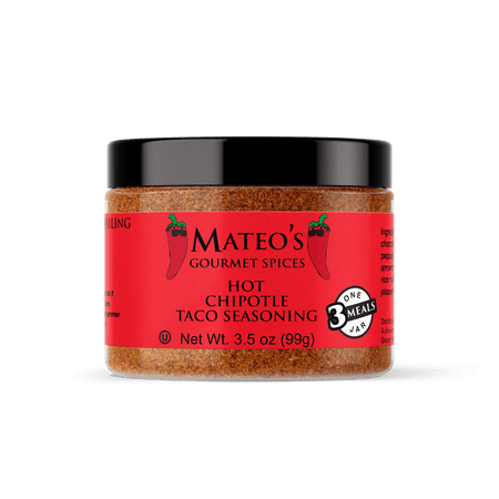 Mateo’s Brand Hot Chipotle Taco Seasoning Mix (3 Meals), 3.5 oz