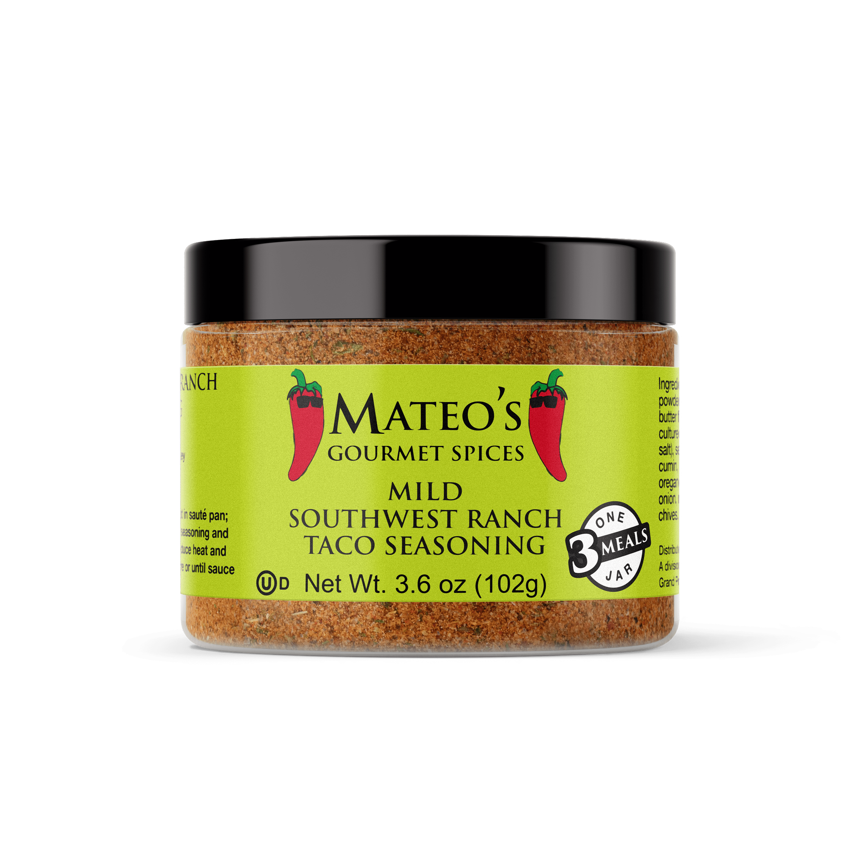 Mateo’s Brand Mild Southwest Ranch Taco Seasoning Mix (3 Meals), 3.6 oz