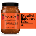 thumbnail image 1 of Mateo's Gourmet All Natural Habanero Hot Salsa, Extra Spicy Heat, Regular16oz Glass Jar, 1 of 4