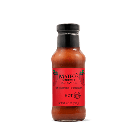 Mateo's Gourmet All Natural Hot Taco Sauce, 10.5oz Bottle