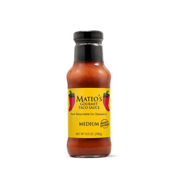 Mateo's Gourmet All Natural Medium Taco Sauce, 10.5 Ounce Bottle, Shelf Stable