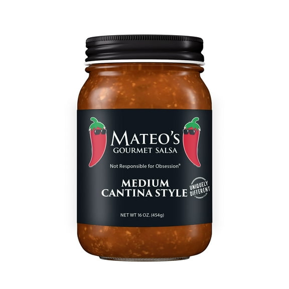 Mateo's Gourmet Medium Cantina Salsa, 16 oz Glass Jar
