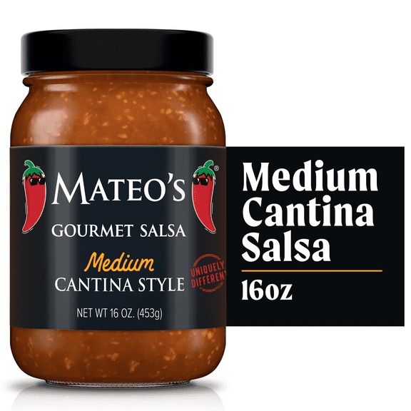 Mateo's Gourmet Medium Cantina Salsa, 16 oz Glass Jar