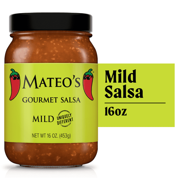 Mateo's Gourmet Salsa, Mild Heat, 16 oz, Glass Jar
