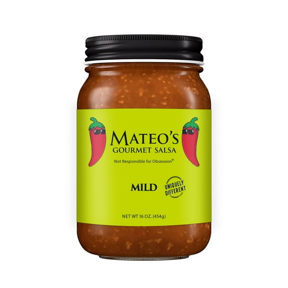 Mateo's Gourmet Salsa, Mild Heat, 16 oz, Glass Jar