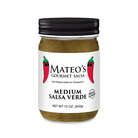 Mateo's Gourmet Salsa Verde, All Natural, Medium Heat, 12oz Glass Jar