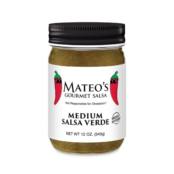 Mateo's Gourmet Salsa Verde, All Natural, Medium Heat, 12oz Glass Jar