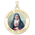 thumbnail image 1 of Mater Dolorosa Religious Medal Color - 1 Inch Size of a Quarter in Solid 14K Yellow Gold, 1 of 1