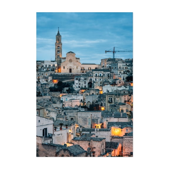 Matera by Night 04 - Matera Basilicata Italy Photography Unframed Wall Art Print 12 x 18 inches