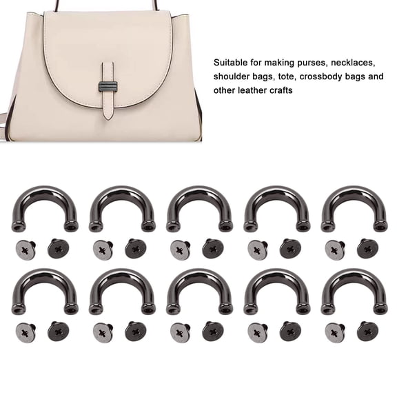 Material 10-Pack Zinc Alloy U-Ring Handbag Connectors with Screws, 14x12mm Inner Size for Bags and Leather Crafts metal PH Screws Strap Hangers Hardware Accessories