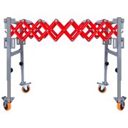 Material Conveyor Unit, Flexible Roller Conveyor, Red Height Adjustable Conveyor Base, 600lbs Load Capacity, Rustproof Steel Design for Warehouse, Logistics Transport
