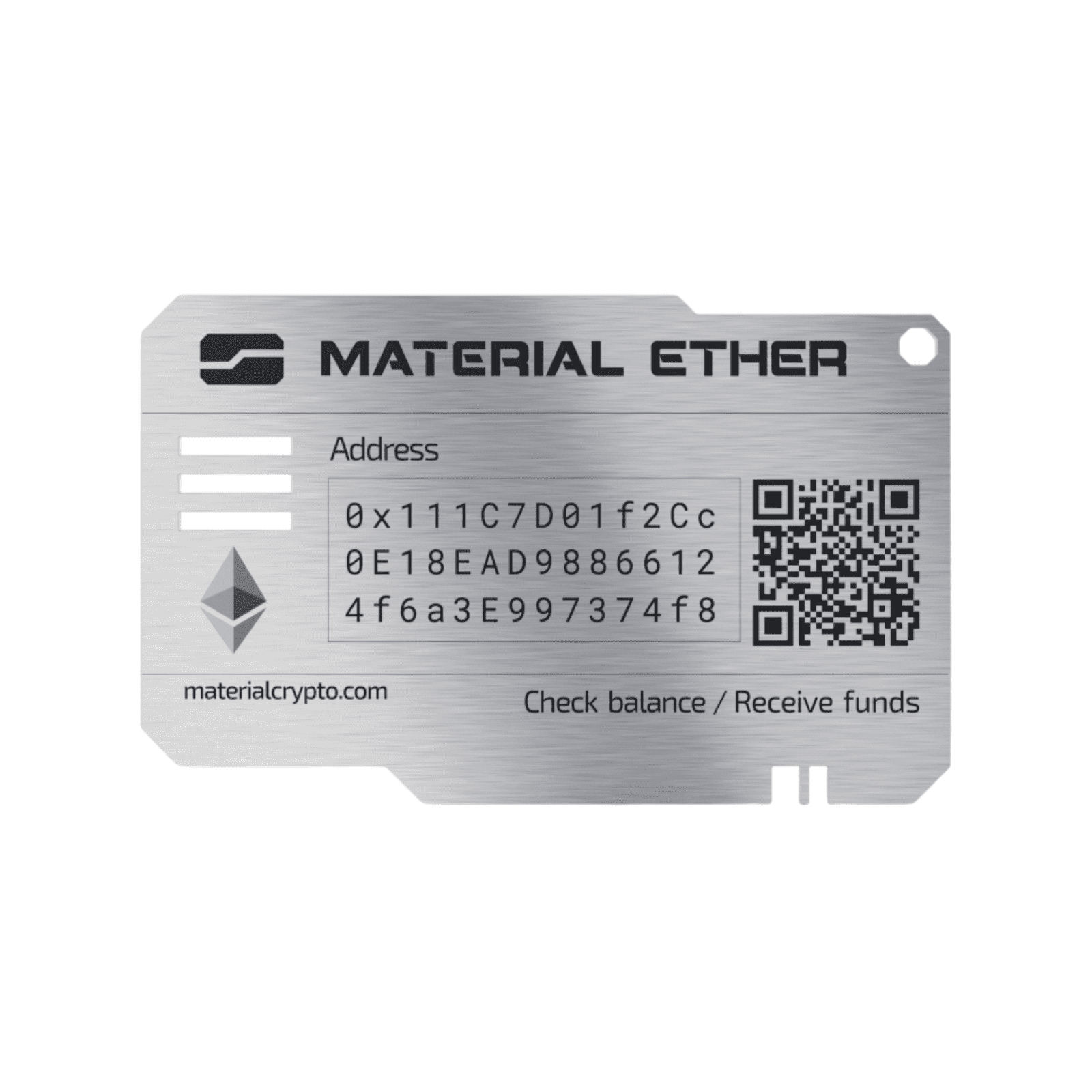 Material Ether Crypto Hardware Wallet | Cold Storage for ETH | AISI 304L Stainless Steel Case | Single Pack