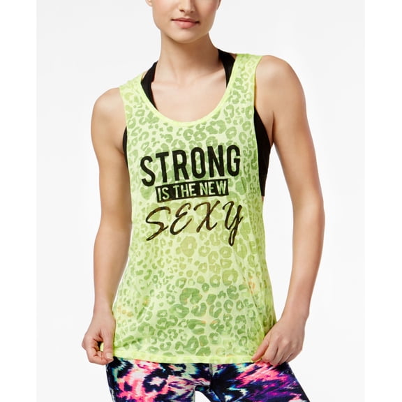 Material Girl Active Juniors Cutout Back Graphic Tank Top Limearita L