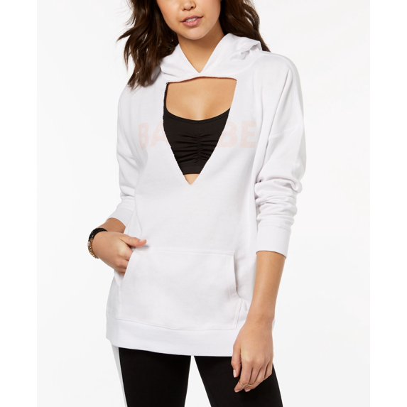 Material Girl Active Juniors Cutout Graphic Hoodie Bright White S