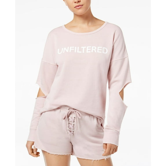Material Girl Active Juniors Cutout Graphic Sweatshirt Print Pink XS