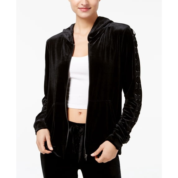 Material Girl Active Juniors Hooded Velour Jacket Noir M