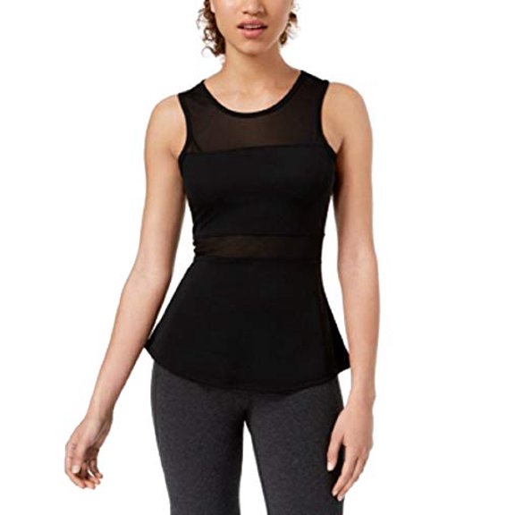 Material Girl Active Juniors' Illusion Active Tank Top (Black, S)