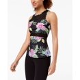 thumbnail image 1 of Material Girl Active Juniors Illusion Active Tank Top Black Tropical XL, 1 of 1