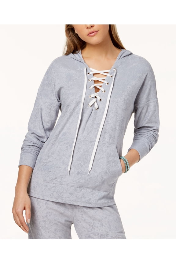 Active Juniors Lace Up Baby Terry Hoodie Neo Silver S