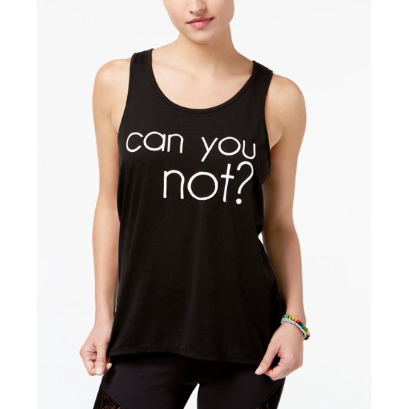 Material Girl Active Juniors Lace Up Graphic Tank Top Noir M