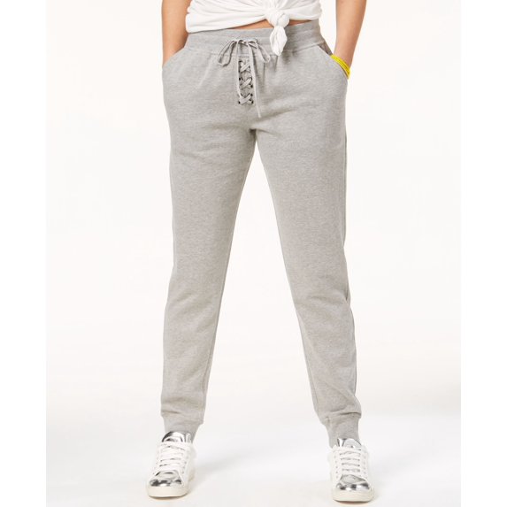 Material Girl Active Juniors Lace Up Sweatpants Heather Platinum XXL